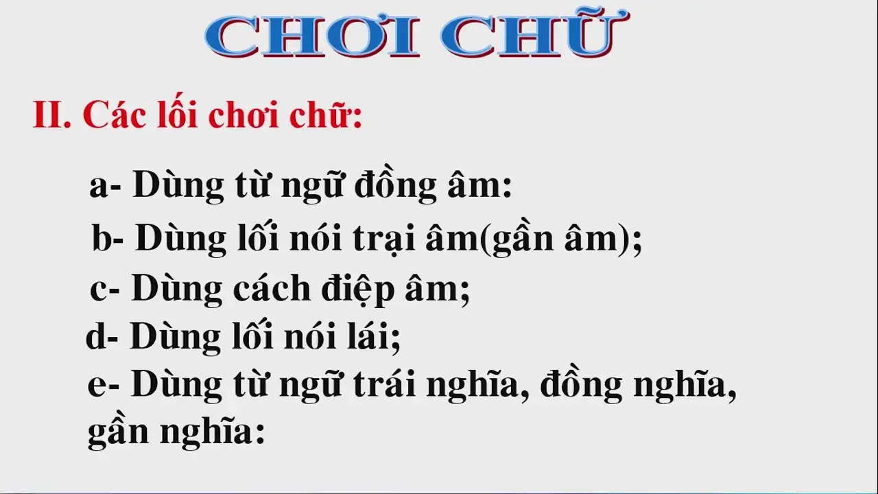 Kiểu chơi chữ trong văn học và giao tiếp