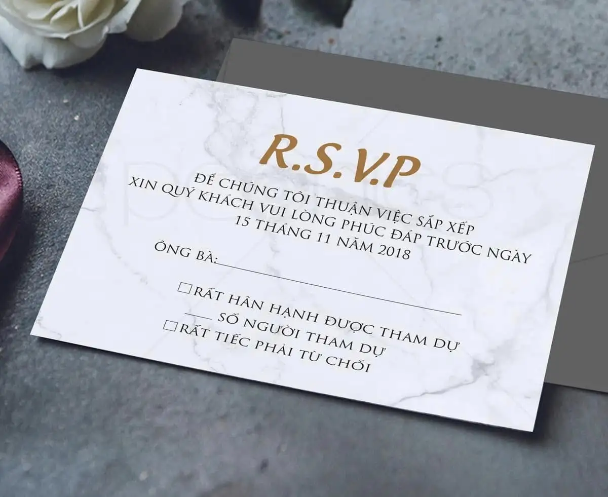 Thiệp cưới hay thiệp dự một sự kiện nào đó thường xuất hiện chữ RSVP