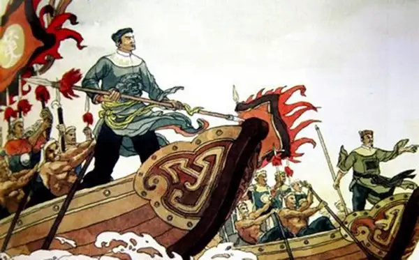 Hình minh họa binh lính Quân Tống năm 1077 và tướng lĩnh chỉ huy trong chiến trận.